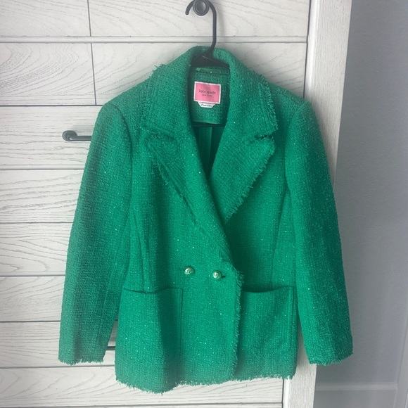 kate spade Jackets & Blazers - Kate Spade Vibrant Green Tweed Blazer. Perfect for St Patrick’s Party!
